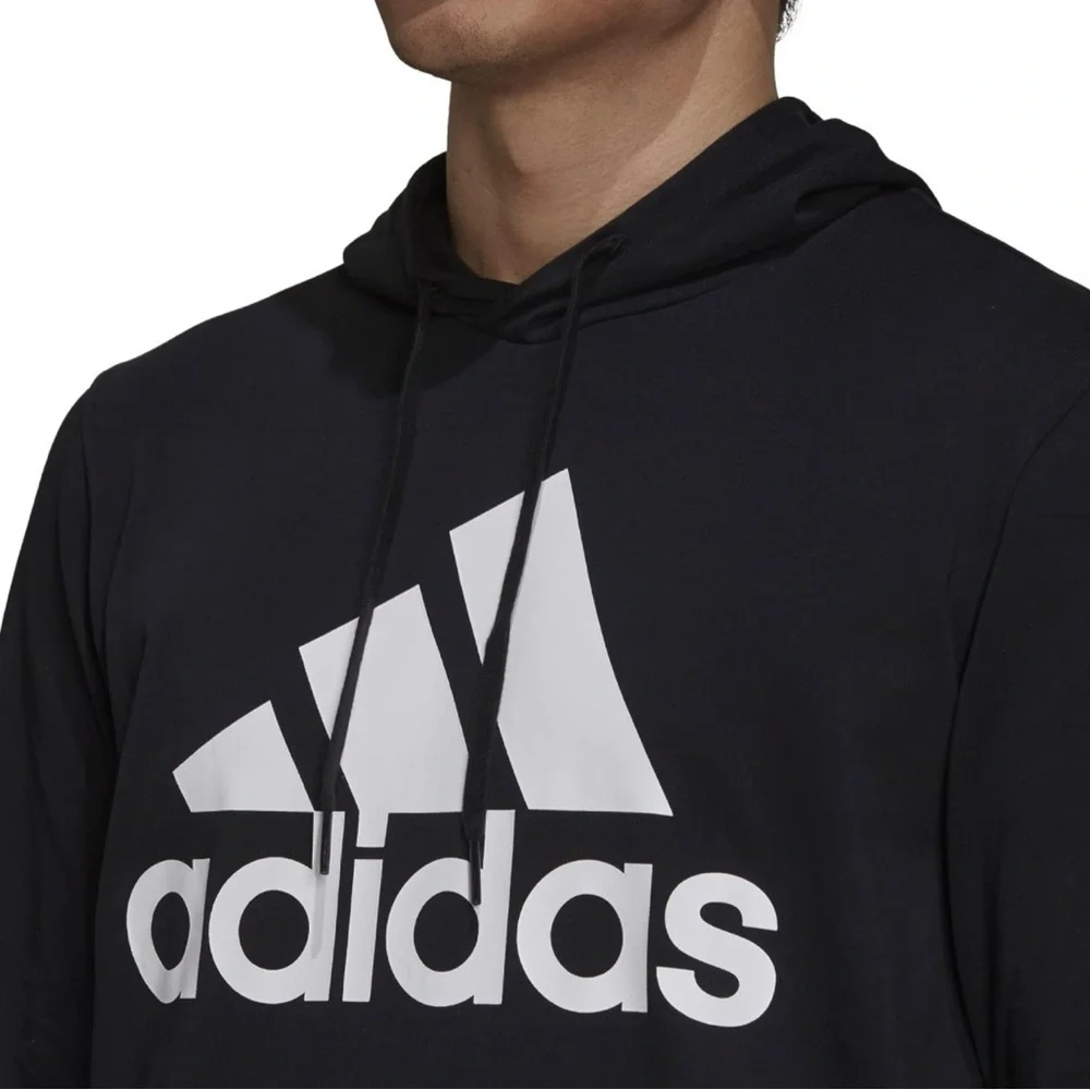 ADIDAS ESSENTIALS PULLOVER LONG SLEEVE HOODIE BLACK WHITE XL NEW WITH TAGS